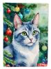 Ojos Azules Cat By the Christmas Tree Garden Flag Mailbox Flag Decorative Yard Flag Banner Outside Patio Artwork Yard Flower Beds, Garden Size