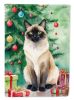 Birman Cat By the Christmas Tree House Flag Large Porch Sleeve Pole Decorative Outside Yard Banner Artwork Wall Hanging, Polyester, House Size