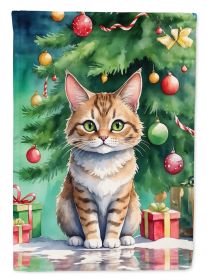 Pixie Bob Cat By the Christmas Tree Garden Flag Mailbox Flag Decorative Yard Flag Banner Outside Patio Artwork Yard Flower Beds, Garden Size