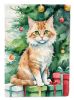 Skookum Cat By the Christmas Tree House Flag Large Porch Sleeve Pole Decorative Outside Yard Banner Artwork Wall Hanging, Polyester, House Size