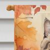 Selkirk Rex Cat in Fall Leaves House Flag Large Porch Sleeve Pole Decorative Outside Yard Banner Artwork Wall Hanging, Polyester, House Size