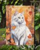 Turkish Angora Cat in Fall Leaves Garden Flag Mailbox Flag Decorative Yard Flag Banner Outside Patio Artwork Yard Flower Beds, Garden Size, Multicolor