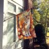 Oregon Rex Cat in Fall Leaves House Flag Large Porch Sleeve Pole Decorative Outside Yard Banner Artwork Wall Hanging, Polyester, House Size