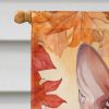 Peterbald Cat in Fall Leaves House Flag Large Porch Sleeve Pole Decorative Outside Yard Banner Artwork Wall Hanging, Polyester, House Size, Multicolor