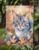 Ojos Azules Cat in Fall Leaves Garden Flag Mailbox Flag Decorative Yard Flag Banner Outside Patio Artwork Yard Flower Beds, Garden Size, Multicolor