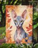 Peterbald Cat in Fall Leaves Garden Flag Mailbox Flag Decorative Yard Flag Banner Outside Patio Artwork Yard Flower Beds, Garden Size, Multicolor