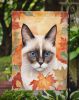 Snowshoe Cat in Fall Leaves Garden Flag Mailbox Flag Decorative Yard Flag Banner Outside Patio Artwork Yard Flower Beds, Garden Size, Multicolor