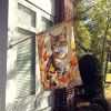 Owyhee Bob Cat in Fall Leaves House Flag Large Porch Sleeve Pole Decorative Outside Yard Banner Artwork Wall Hanging, Polyester, House Size