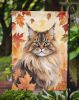 British Longhair Cat in Fall Leaves Garden Flag Mailbox Flag Decorative Yard Flag Banner Outside Patio Artwork Yard Flower Beds, Garden Size