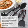 Farberware Soft Grips Set-4 Slotted Turner, Turner, Basting Spoon, and Pasta Server, Black