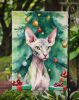 Donskoy Don Sphynx Cat By the Christmas Tree Garden Flag Mailbox Flag Decorative Yard Flag Banner Outside Patio Artwork Yard Flower Beds, Garden Size