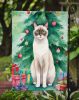 Snowshoe Cat By the Christmas Tree Garden Flag Mailbox Flag Decorative Yard Flag Banner Outside Patio Artwork Yard Flower Beds, Garden Size