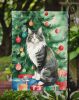 Norwegian Forest Cat By the Christmas Tree Garden Flag Mailbox Flag Decorative Yard Flag Banner Outside Patio Artwork Yard Flower Beds, Garden Size