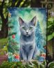 Russian Blue Cat By the Christmas Tree Garden Flag Mailbox Flag Decorative Yard Flag Banner Outside Patio Artwork Yard Flower Beds, Garden Size