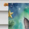 Russian Blue Cat By the Christmas Tree House Flag Large Porch Sleeve Pole Decorative Outside Yard Banner Artwork Wall Hanging, Polyester, House Size