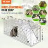 VEVOR Live Animal Cage Trap, 31" x 10" x 12" Humane Cat Trap Galvanized Iron, Folding Animal Trap with Handle for Rabbits, Stray Cats, Squirrels