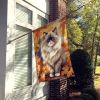 Colorpoint Longhair Cat in Fall Leaves House Flag Large Porch Sleeve Pole Decorative Outside Yard Banner Artwork Wall Hanging, Polyester, House Size