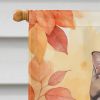 Scottish Fold Cat in Fall Leaves House Flag Large Porch Sleeve Pole Decorative Outside Yard Banner Artwork Wall Hanging, Polyester, House Size