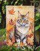 Kurilian Bobtail Cat in Fall Leaves Garden Flag Mailbox Flag Decorative Yard Flag Banner Outside Patio Artwork Yard Flower Beds, Garden Size