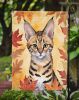 Savannah Cat in Fall Leaves Garden Flag Mailbox Flag Decorative Yard Flag Banner Outside Patio Artwork Yard Flower Beds, Garden Size, Multicolor