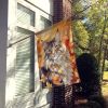 MaineCoon Cat in Fall Leaves House Flag Large Porch Sleeve Pole Decorative Outside Yard Banner Artwork Wall Hanging, Polyester, House Size, Multicolor