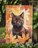 York Chocolate Cat in Fall Leaves Garden Flag Mailbox Flag Decorative Yard Flag Banner Outside Patio Artwork Yard Flower Beds, Garden Size, Multicolor