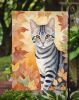 American Shorthair Cat in Fall Leaves Garden Flag Mailbox Flag Decorative Yard Flag Banner Outside Patio Artwork Yard Flower Beds, Garden Size