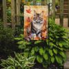 Kurilian Bobtail Cat in Fall Leaves Garden Flag Mailbox Flag Decorative Yard Flag Banner Outside Patio Artwork Yard Flower Beds, Garden Size