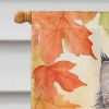 Norwegian Forest Cat in Fall Leaves House Flag Large Porch Sleeve Pole Decorative Outside Yard Banner Artwork Wall Hanging, Polyester, House Size