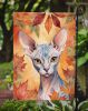 Sphynx Cat in Fall Leaves Garden Flag Mailbox Flag Decorative Yard Flag Banner Outside Patio Artwork Yard Flower Beds, Garden Size, Multicolor