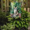 Pudelkatze Cat By the Christmas Tree Garden Flag Mailbox Flag Decorative Yard Flag Banner Outside Patio Artwork Yard Flower Beds, Garden Size