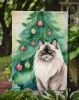 Colorpoint Longhair Cat By the Christmas Tree Garden Flag Mailbox Flag Decorative Yard Flag Banner Outside Patio Artwork Yard Flower Beds, Garden Size