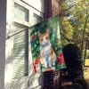 Japanese Bobtail Cat By the Christmas Tree House Flag Large Porch Sleeve Pole Decorative Outside Yard Banner Artwork Wall Hanging, Polyester