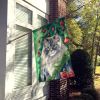 British Longhair Cat By the Christmas Tree House Flag Large Porch Sleeve Pole Decorative Outside Yard Banner Artwork Wall Hanging, Polyester