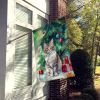 Kurilian Bobtail Cat By the Christmas Tree House Flag Large Porch Sleeve Pole Decorative Outside Yard Banner Artwork Wall Hanging, Polyester