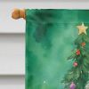 Selkirk Rex Cat By the Christmas Tree House Flag Large Porch Sleeve Pole Decorative Outside Yard Banner Artwork Wall Hanging, Polyester, House Size