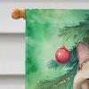 Exotic Shorthair Cat By the Christmas Tree House Flag Large Porch Sleeve Pole Decorative Outside Yard Banner Artwork Wall Hanging, Polyester