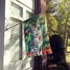 Asian Cat By the Christmas Tree House Flag Large Porch Sleeve Pole Decorative Outside Yard Banner Artwork Wall Hanging, Polyester, House Size