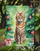 Sokoke Cat By the Christmas Tree Garden Flag Mailbox Flag Decorative Yard Flag Banner Outside Patio Artwork Yard Flower Beds, Garden Size, Multicolor