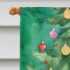 American Wirehair Cat By the Christmas Tree House Flag Large Porch Sleeve Pole Decorative Outside Yard Banner Artwork Wall Hanging, Polyester