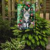 Korean Bobtail Cat By the Christmas Tree Garden Flag Mailbox Flag Decorative Yard Flag Banner Outside Patio Artwork Yard Flower Beds, Garden Size