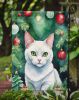 Khao Manee Cat By the Christmas Tree Garden Flag Mailbox Flag Decorative Yard Flag Banner Outside Patio Artwork Yard Flower Beds, Garden Size