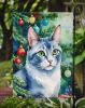 Ojos Azules Cat By the Christmas Tree Garden Flag Mailbox Flag Decorative Yard Flag Banner Outside Patio Artwork Yard Flower Beds, Garden Size