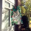 Siberian Cat By the Christmas Tree House Flag Large Porch Sleeve Pole Decorative Outside Yard Banner Artwork Wall Hanging, Polyester, House Size