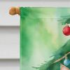 Kurilian Bobtail Cat By the Christmas Tree House Flag Large Porch Sleeve Pole Decorative Outside Yard Banner Artwork Wall Hanging, Polyester