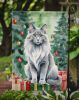 Nebelung Cat By the Christmas Tree Garden Flag Mailbox Flag Decorative Yard Flag Banner Outside Patio Artwork Yard Flower Beds, Garden Size