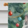 Nebelung Cat By the Christmas Tree House Flag Large Porch Sleeve Pole Decorative Outside Yard Banner Artwork Wall Hanging, Polyester, House Size