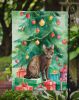 Havana Brown Cat By the Christmas Tree Garden Flag Mailbox Flag Decorative Yard Flag Banner Outside Patio Artwork Yard Flower Beds, Garden Size