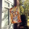 Safari Cat in Fall Leaves House Flag Large Porch Sleeve Pole Decorative Outside Yard Banner Artwork Wall Hanging, Polyester, House Size, Multicolor