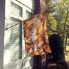 Cheetoh Cat in Fall Leaves House Flag Large Porch Sleeve Pole Decorative Outside Yard Banner Artwork Wall Hanging, Polyester, House Size, Multicolor